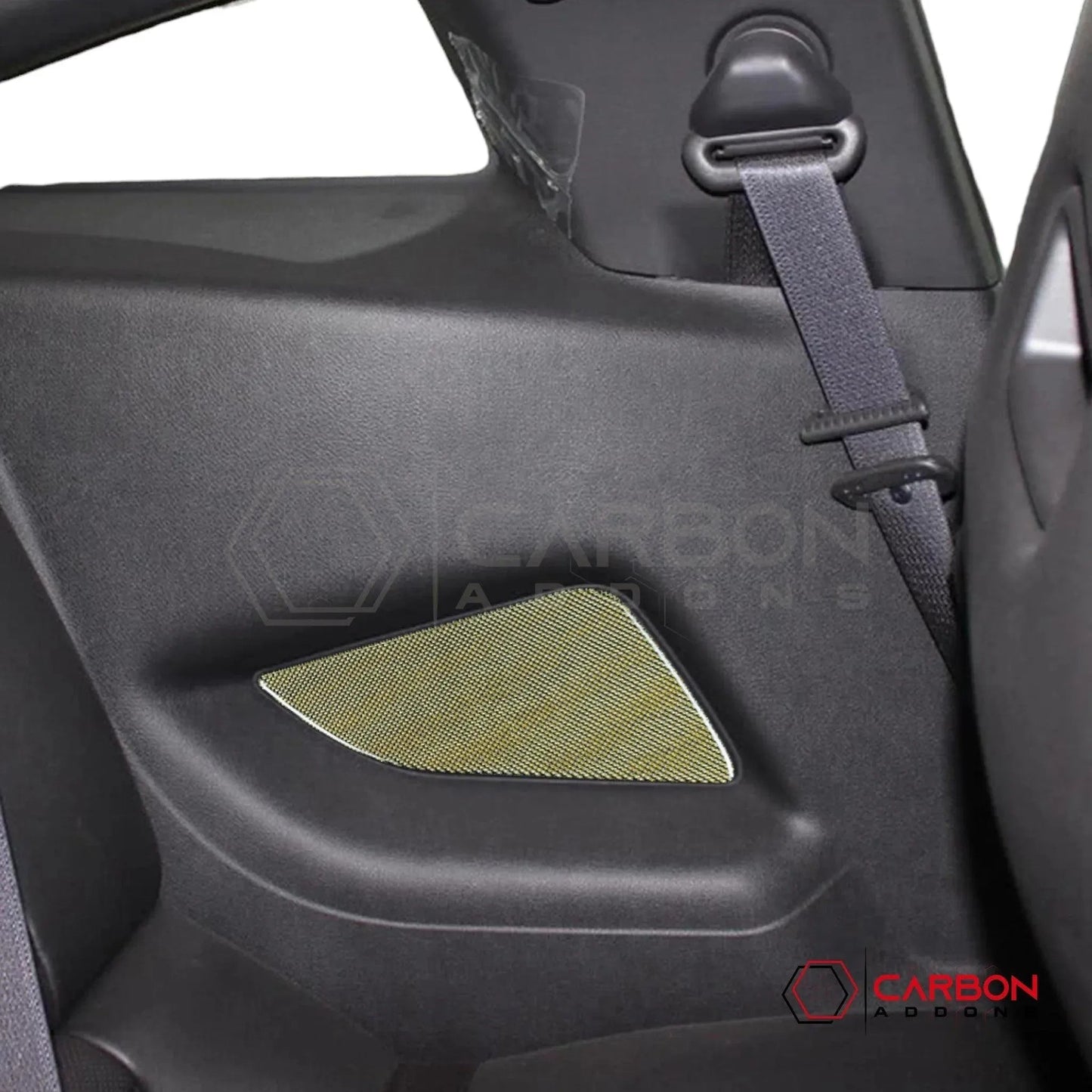 Reflective Carbon Fiber Rear Seat Arm Rest Trim Overlay For Mustang 2010-2014