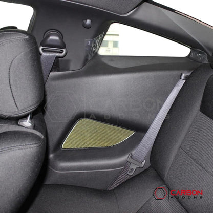 Reflective Carbon Fiber Rear Seat Arm Rest Trim Overlay For Mustang 2010-2014
