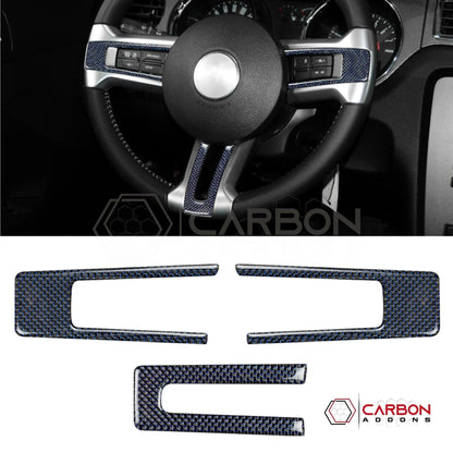 Reflective Carbon Fiber Steering Wheel Trim Overlay For Mustang 2010-2014