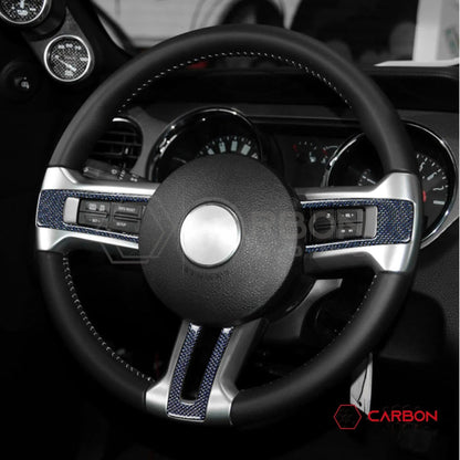 Reflective Carbon Fiber Steering Wheel Trim Overlay For Mustang 2010-2014