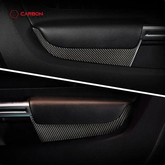 Carbon Fiber Front Door Panel Trim Overlay for 2015–2023 Ford Mustang