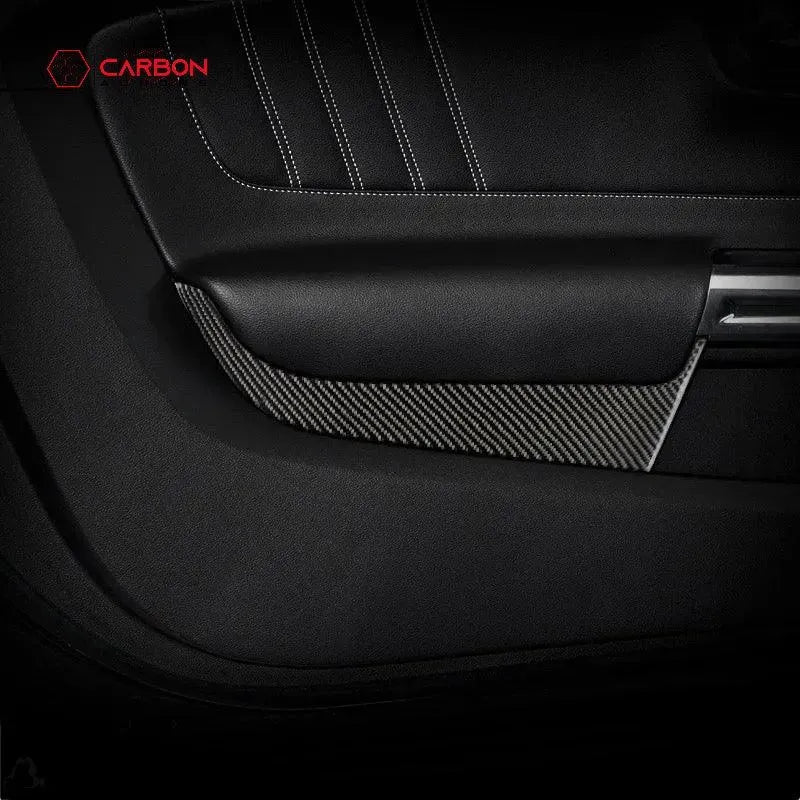Carbon Fiber Front Door Panel Trim Overlay for 2015–2023 Ford Mustang