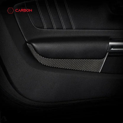 Carbon Fiber Front Door Panel Trim Overlay for 2015–2023 Ford Mustang