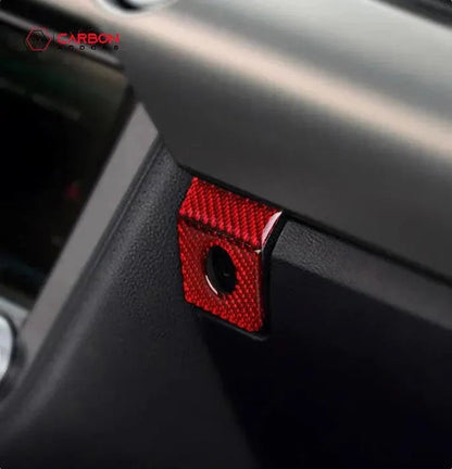 Carbon Fiber Glove Box Keyhole Trim Overlay for 2015–2023 Ford Mustang