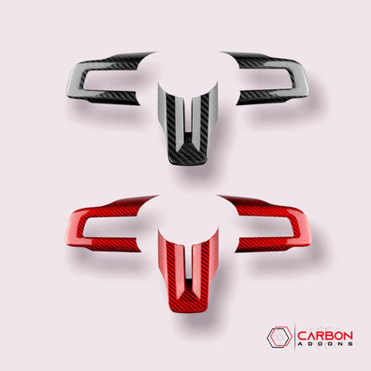 Mustang 2015-2023 Carbon Fiber Steering Wheel Chrome Delete Cover