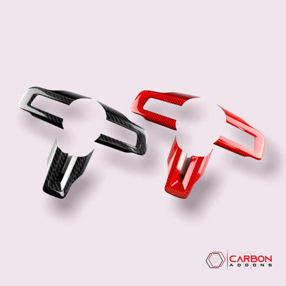 Mustang 2015-2023 Carbon Fiber Steering Wheel Chrome Delete Cover