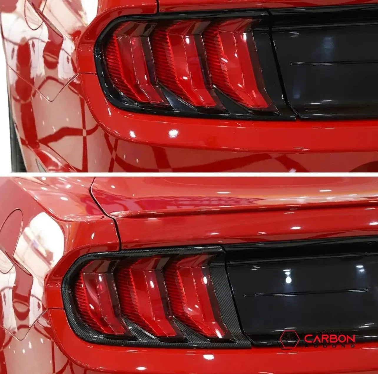 Exterior Carbon Fiber Taillight Trim Covers for 2015–2023 Ford Mustang