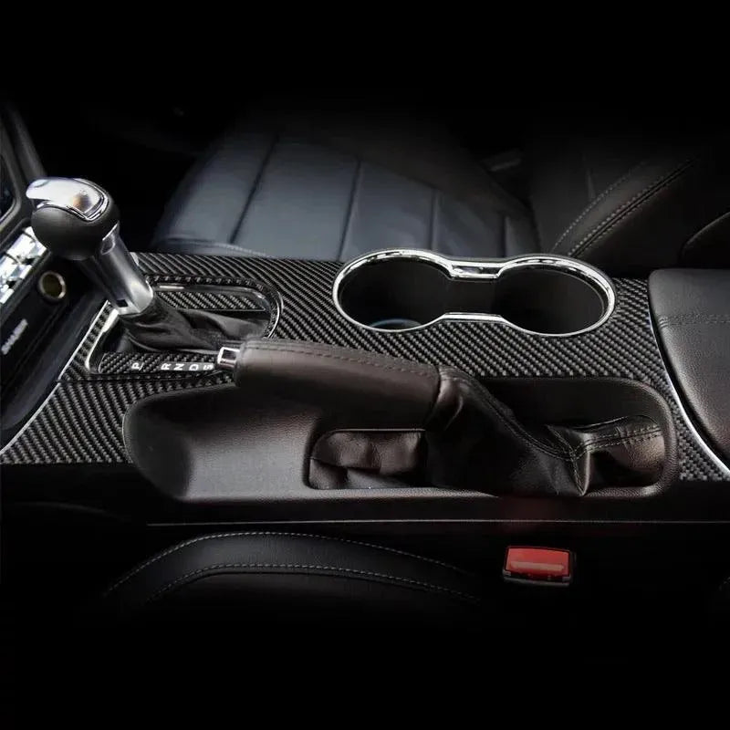 Real Carbon Fiber Center Console & Gear Shift Bezel Trim Overlay for Mustang 2015-2023