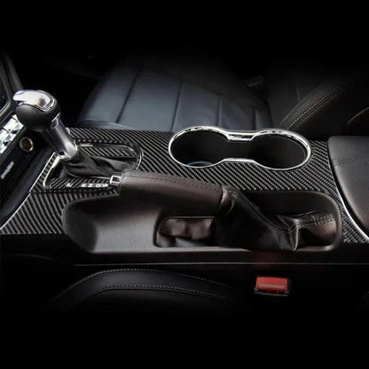 Real Carbon Fiber Center Console & Gear Shift Bezel Trim Overlay for Mustang 2015-2023