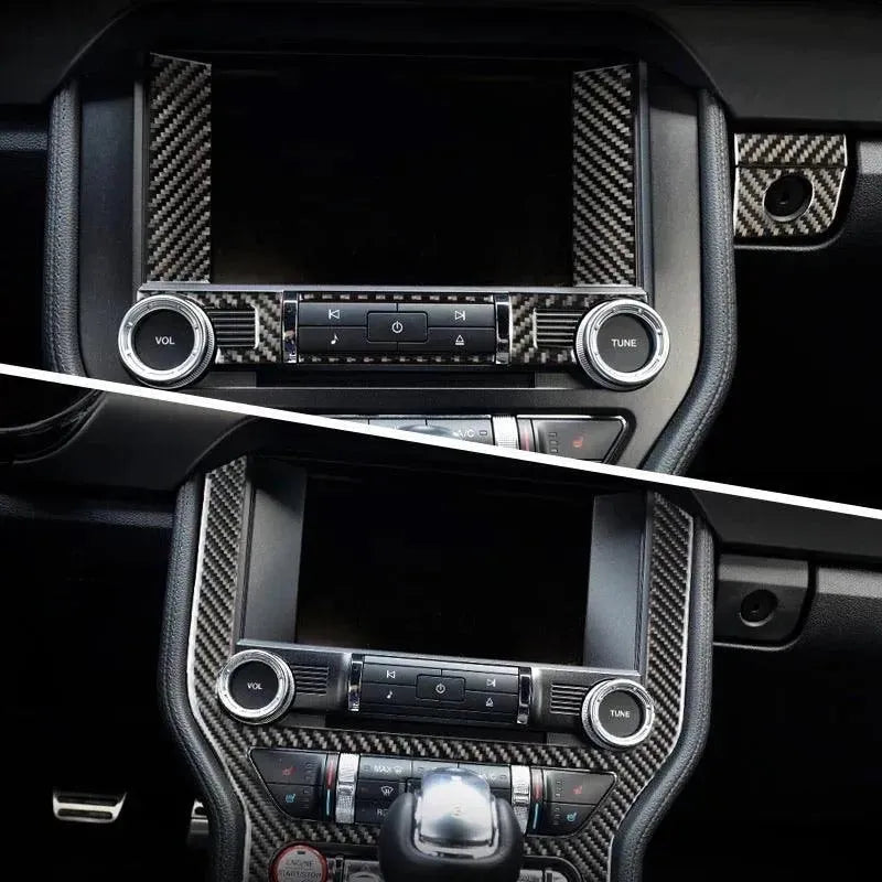 Real Carbon Fiber Infotainment Radio Overlay for Mustang 2015-2023