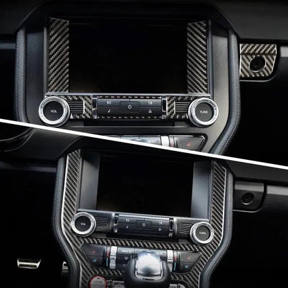 Real Carbon Fiber Infotainment Radio Overlay for Mustang 2015-2023