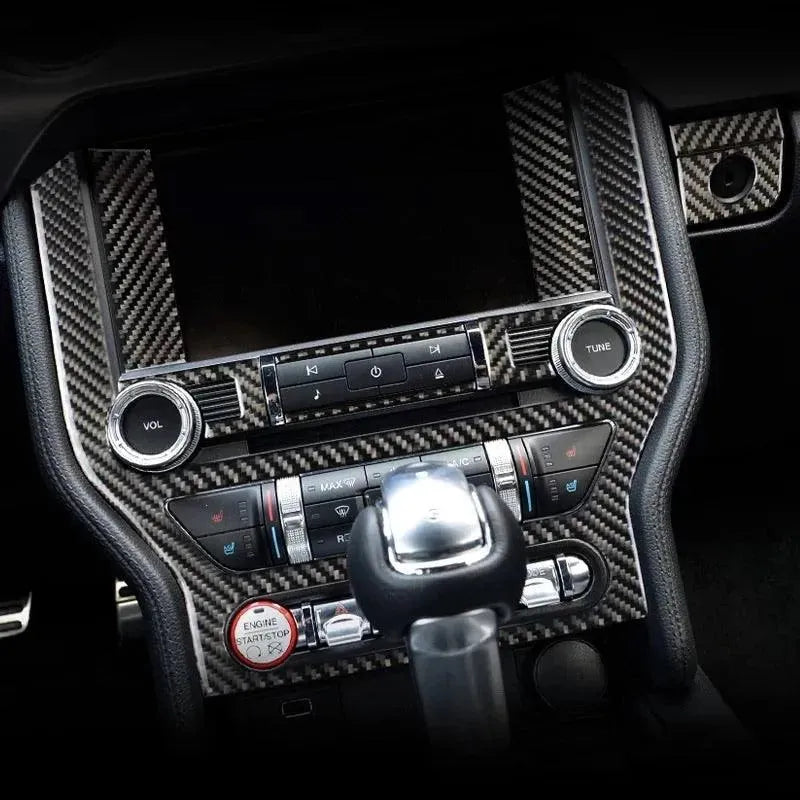 Real Carbon Fiber Infotainment Radio Overlay for Mustang 2015-2023