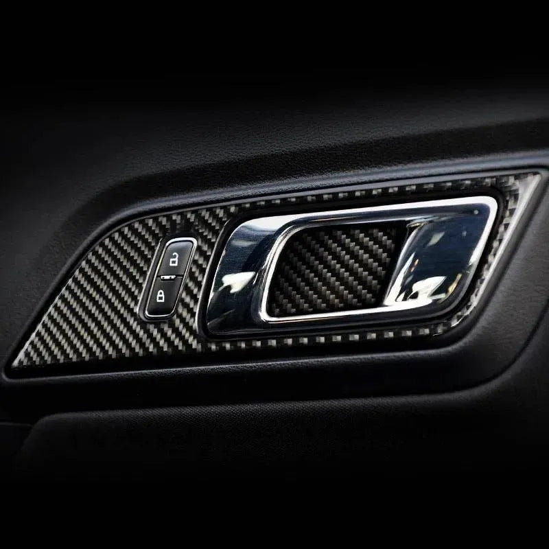 Real Carbon Fiber Interior Door Handle Overlay for Mustang 2015-2023