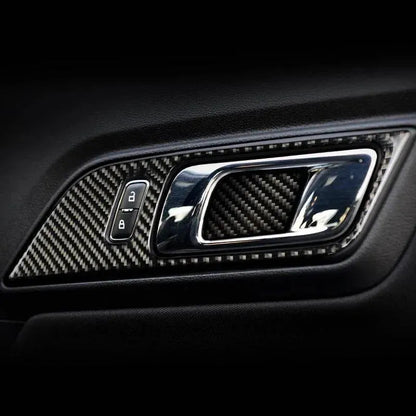 Real Carbon Fiber Interior Door Handle Overlay for Mustang 2015-2023