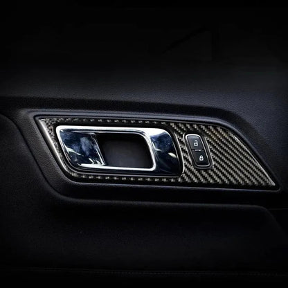 Real Carbon Fiber Interior Door Handle Overlay for Mustang 2015-2023