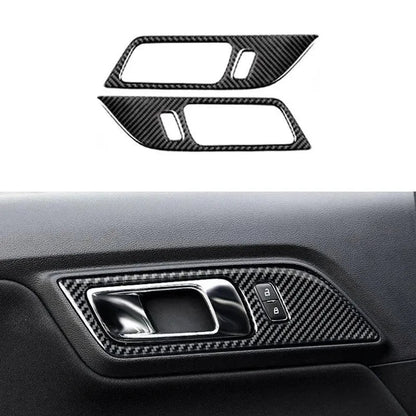 Real Carbon Fiber Interior Door Handle Overlay for Mustang 2015-2023