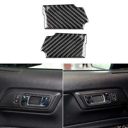 Real Carbon Fiber Interior Door Handle Overlay for Mustang 2015-2023