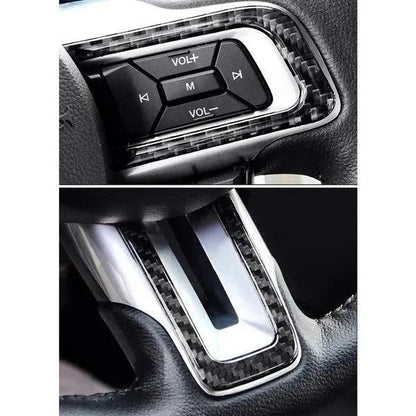 Mustang 2015-2023 Real Carbon Fiber Steering Wheel Stick-On Overlay