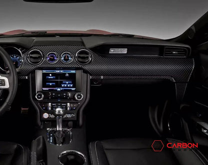 Real Carbon Fiber Whole Front Dash Overlay for Mustang 2015-2023