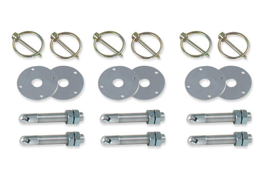 Longacre Aluminum Hood Pin Kit - 1/2"-20 Set of 6 52-23502