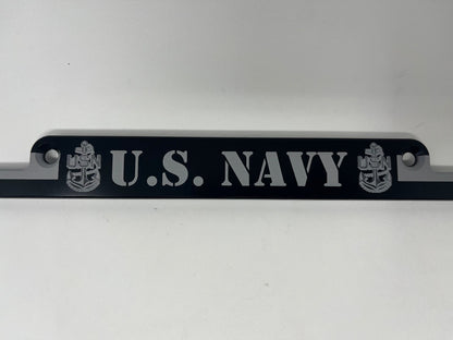 Navy American Flag Billet Aluminum License Plate Frame