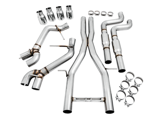AWE Tuning Track Edition Catback Exhaust for Gen6 Camaro SS / ZL1 - Resonated - Chrome Silver Tips (Quad Outlet) 3015-42090