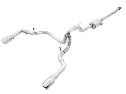 AWE Tuning 0FG Dual Split Rear Exhaust for '21+ Ford F150 - 5" Chrome Silver Tips 3015-32105