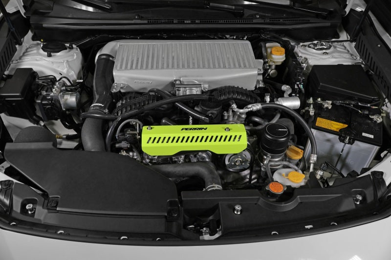 Perrin Performance [22-26 WRX/Outback, 15-25 Impreza, 18-25 Crosstrek, 20-25 Legacy] Pulley Cover - Short Version - Works w/AOS System - Neon Yellow