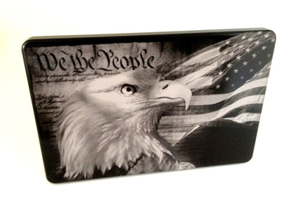 We The People Eagle American Flag Laser Engraved Billet Aluminum Hitch Cover