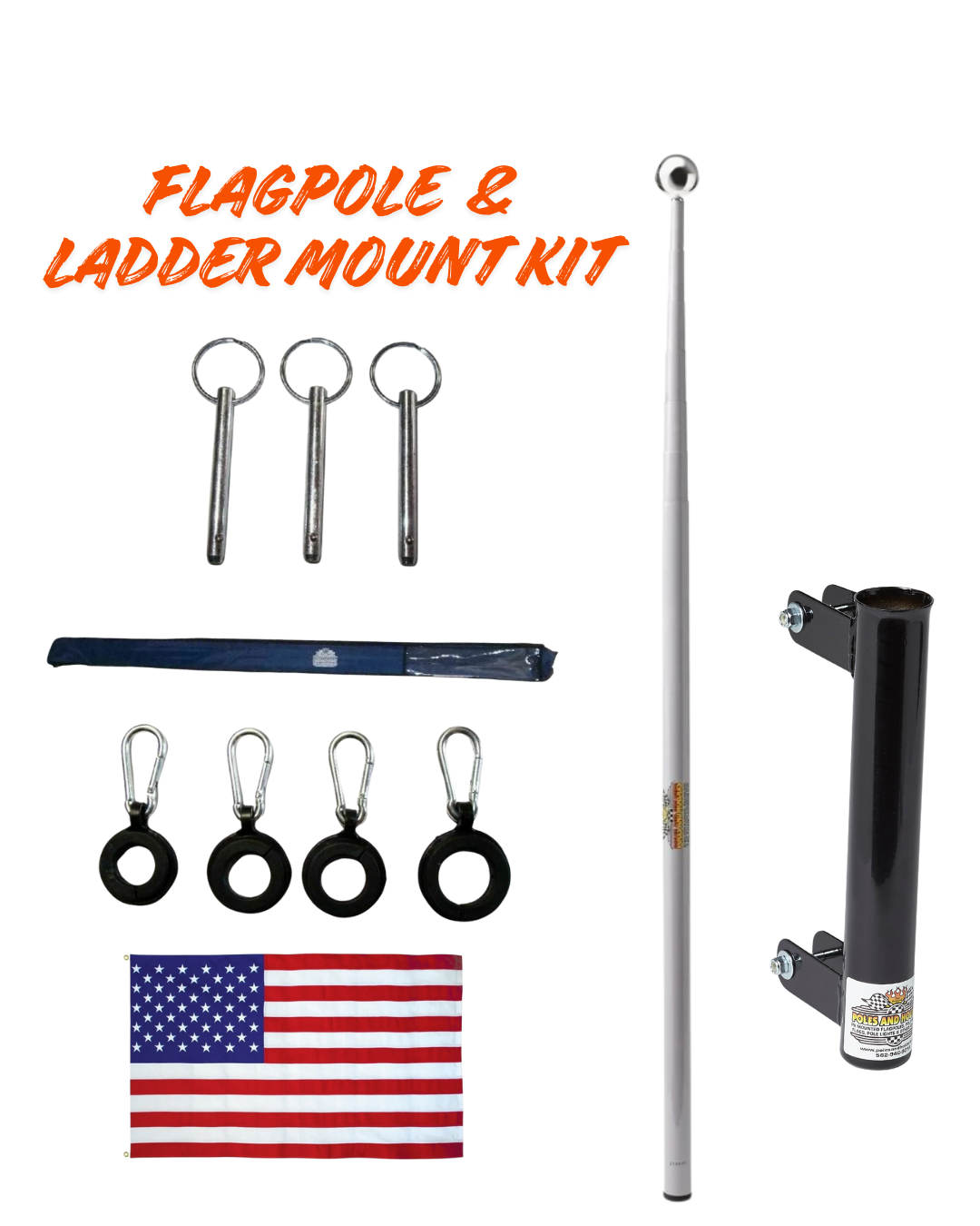 RV Telescopic Flagpole + Ladder Mount Kit