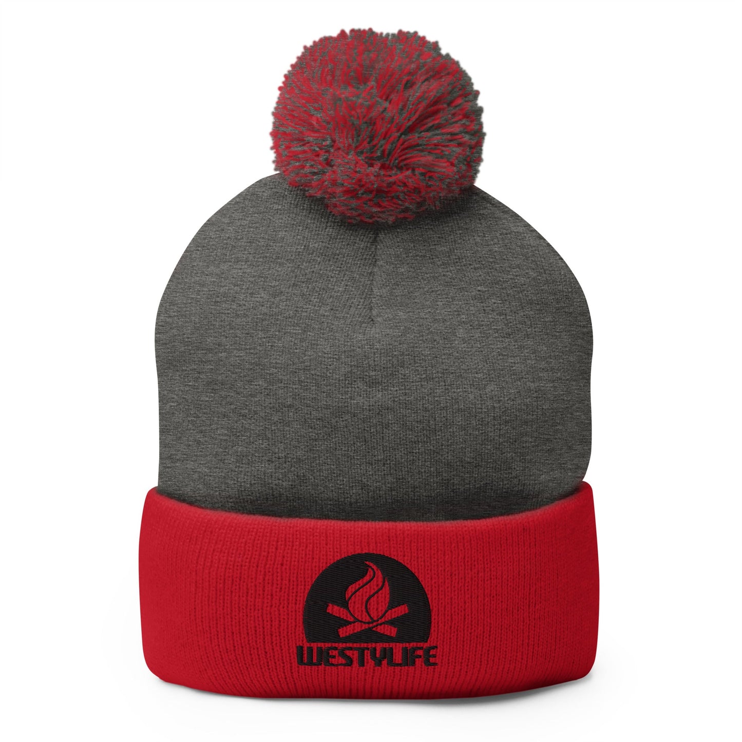 Westy Life Camp Fire Embroidered Pom-Pom Beanie