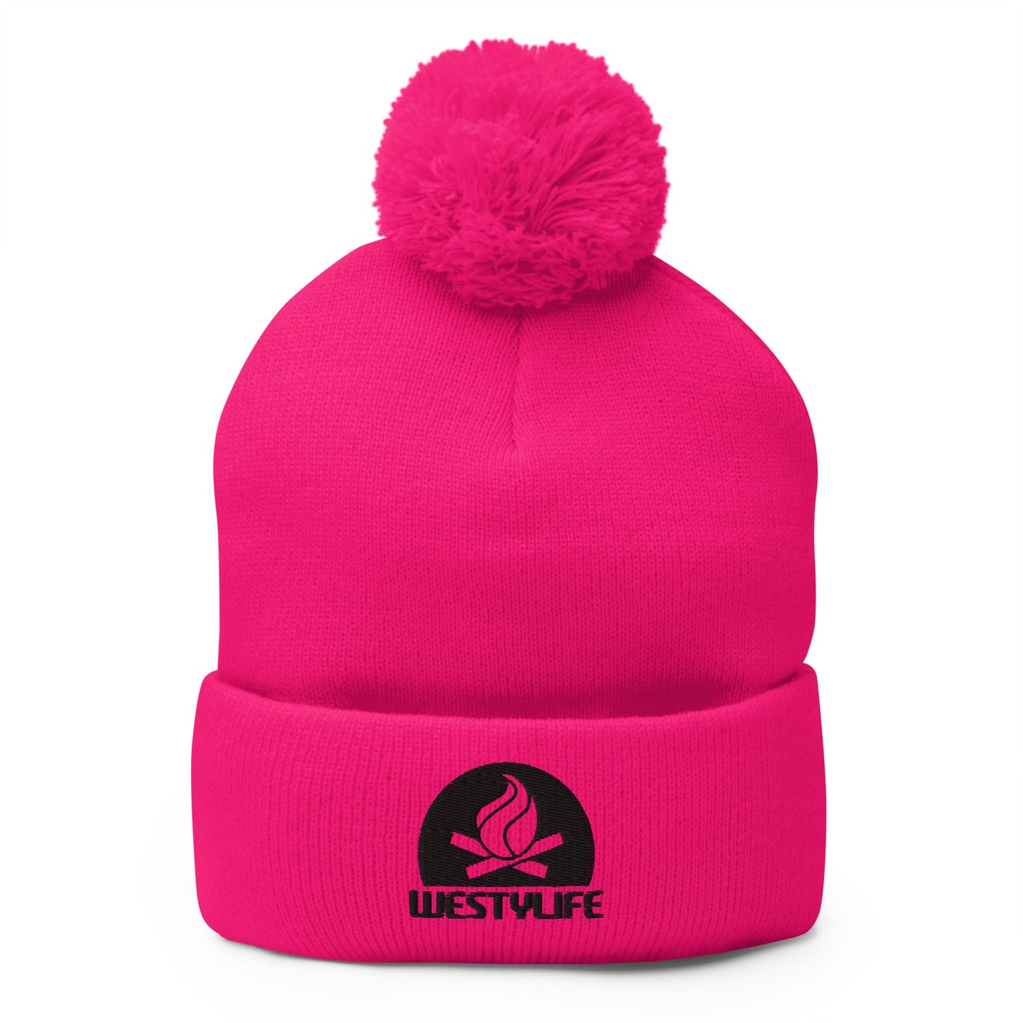 Westy Life Camp Fire Embroidered Pom-Pom Beanie
