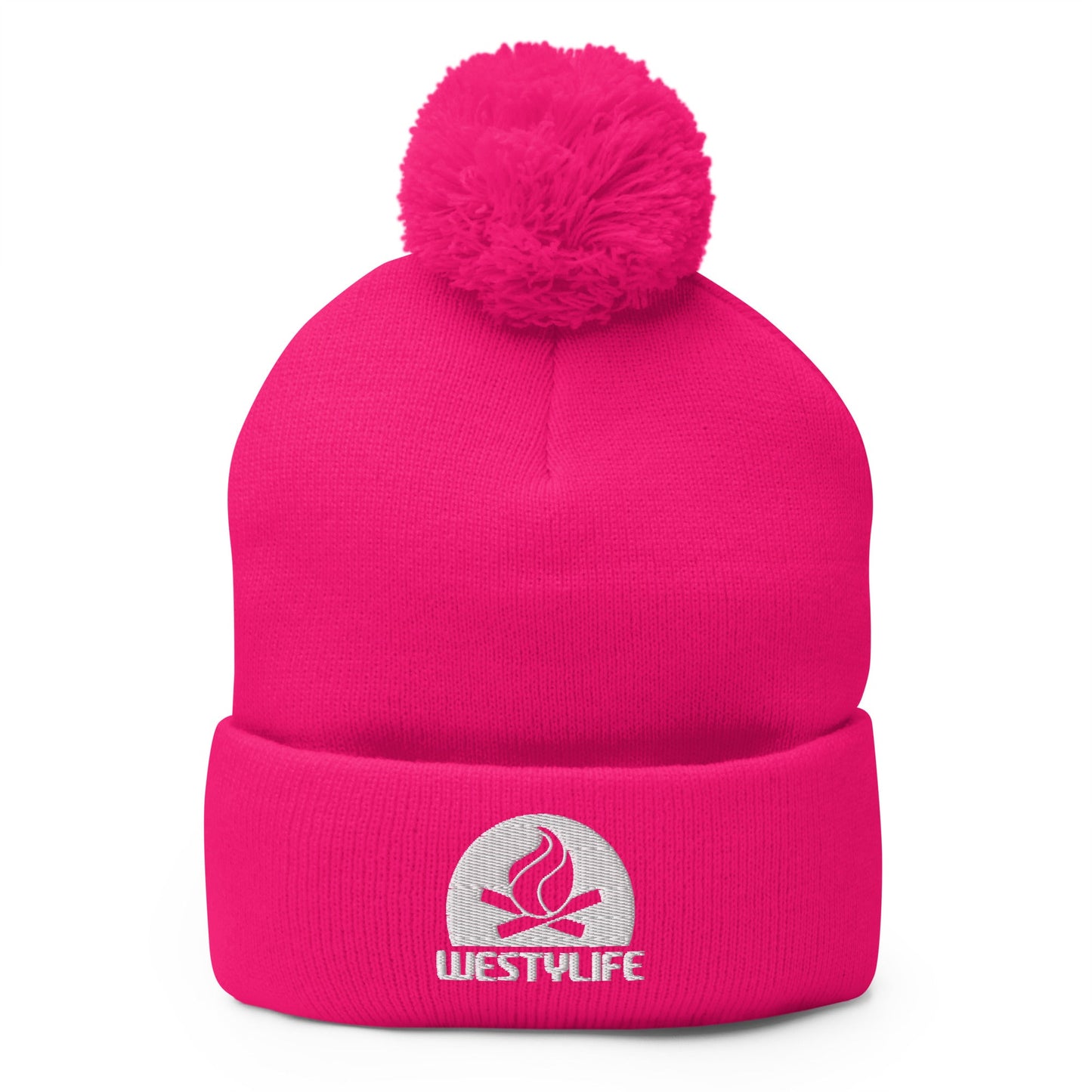Westy Life Camp Fire Embroidered Pom-Pom Beanie