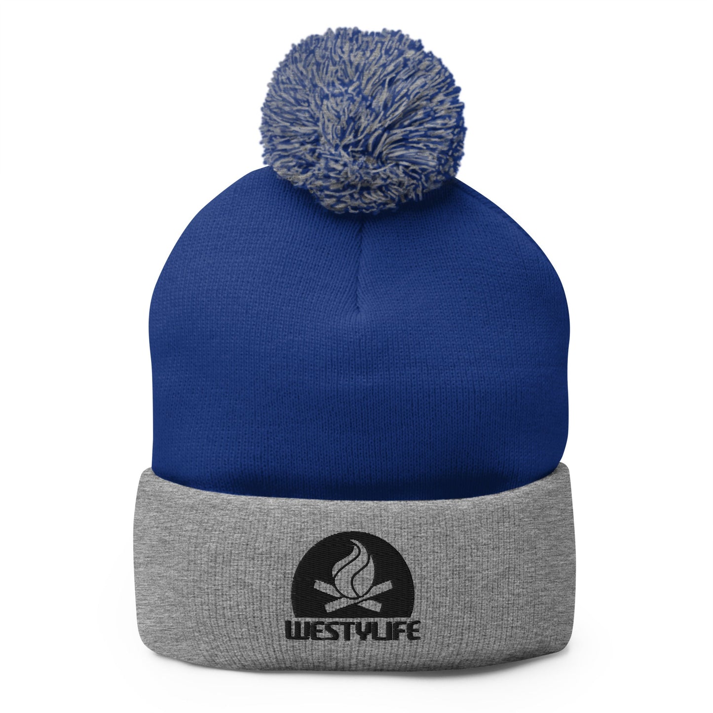 Westy Life Camp Fire Embroidered Pom-Pom Beanie