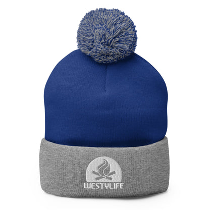 Westy Life Camp Fire Embroidered Pom-Pom Beanie