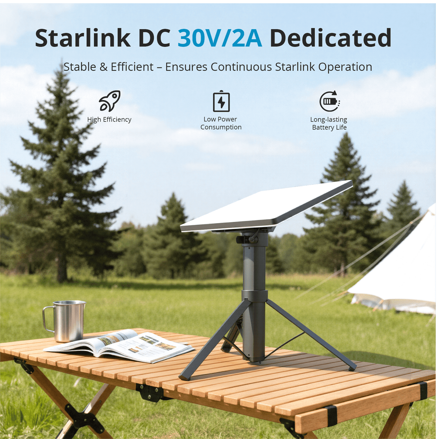 Portable Power Bank & Battery Pack for Starlink Mini | 45000mAh Battery Tripod Stand