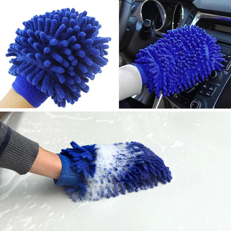 Premium Chenille Car Wash Gloves (2-Pack) | Scratch-Free | Super Absorbent | 3 Colors