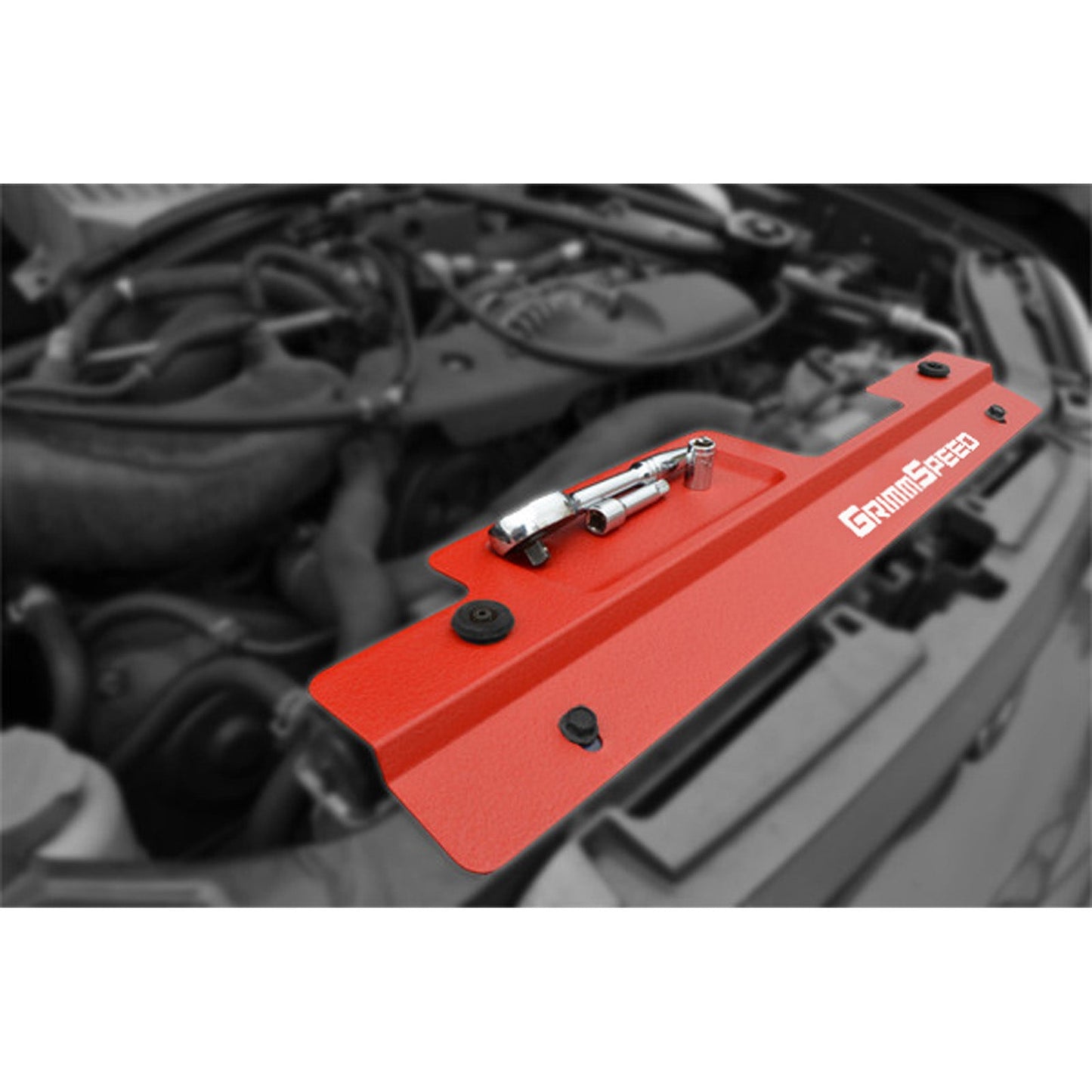 GrimmSpeed Radiator Shroud w/ Tool Tray - Red - 2002-07 Subaru Impreza GRM096006