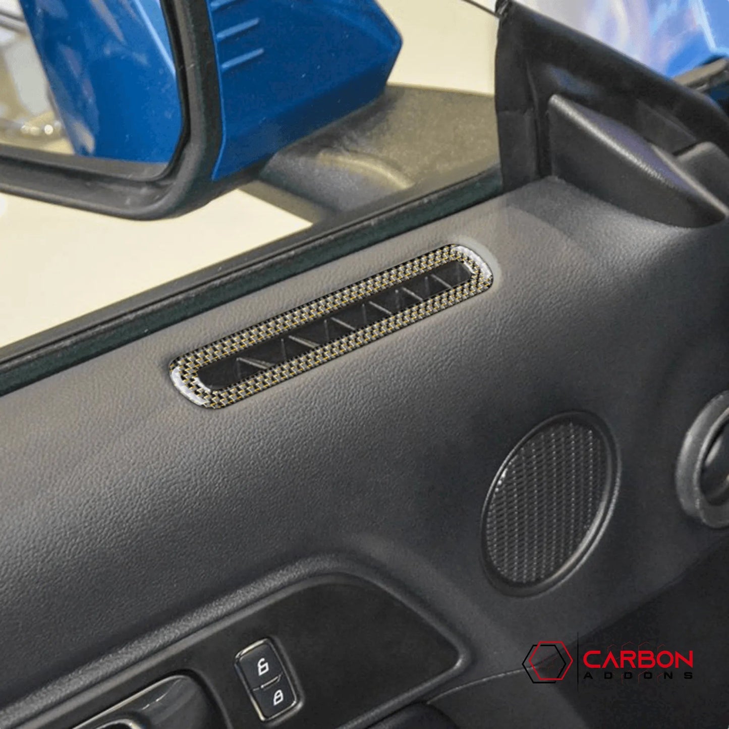 Reflective Carbon Fiber Door Air Outlet Overlay for Mustang 2015-2023