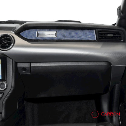 Reflective Carbon Fiber Passenger Dashboard Emblem Trim Overlay for Mustang 2015-2023