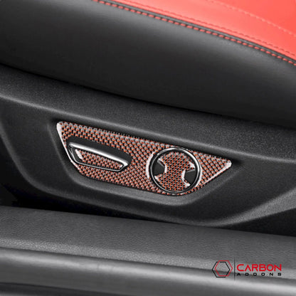 Reflective Carbon Fiber Seat Function Control Trim Overlay For Mustang 2015-2023