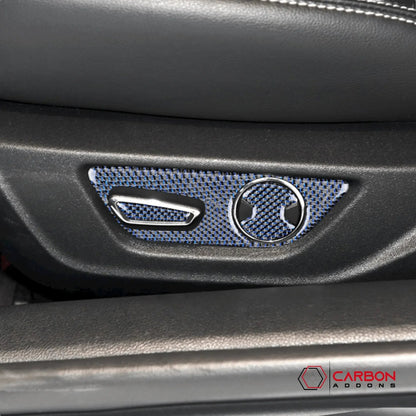 Reflective Carbon Fiber Seat Function Control Trim Overlay For Mustang 2015-2023