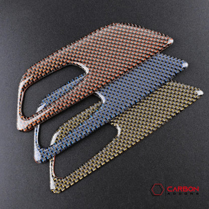 Reflective Carbon Fiber Seat Function Control Trim Overlay For Mustang 2015-2023