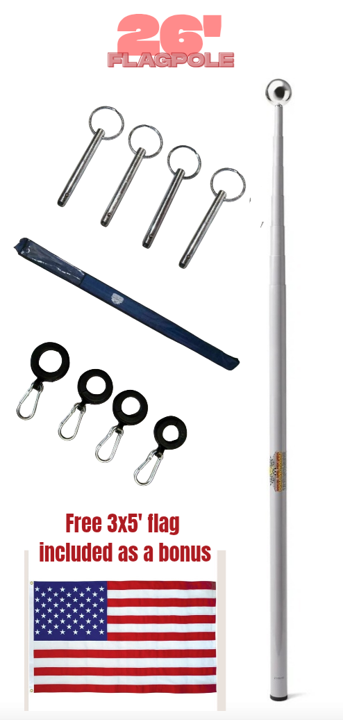 26' Telescoping RV Flagpole | Fiberglass Flagpole