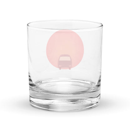 Sunset Bus Rocks Glass