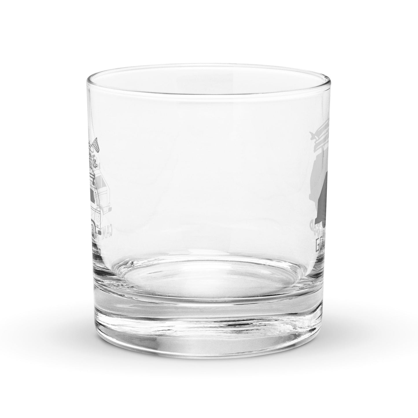 "Camp First, Work Later" Vanagon Rocks Glass