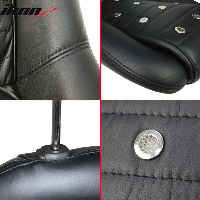 Mid-Sized Classic Black Faux Bucket Seat w/ Slidersin Leather PU