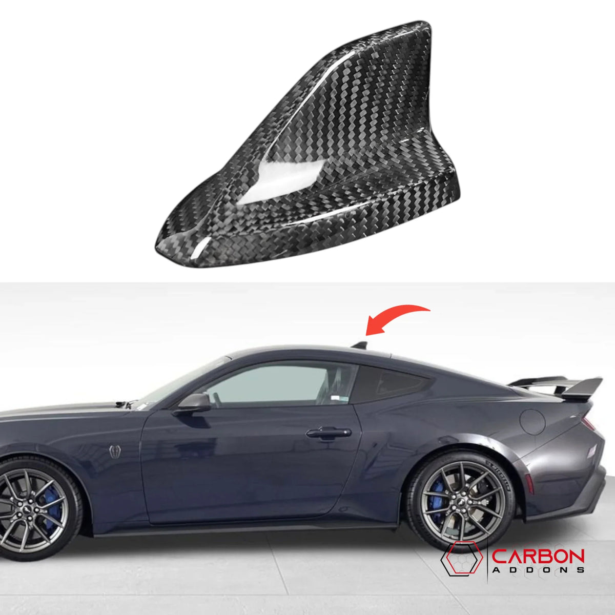 Real Carbon Fiber Antenna Cover for 2024+ Ford Mustang