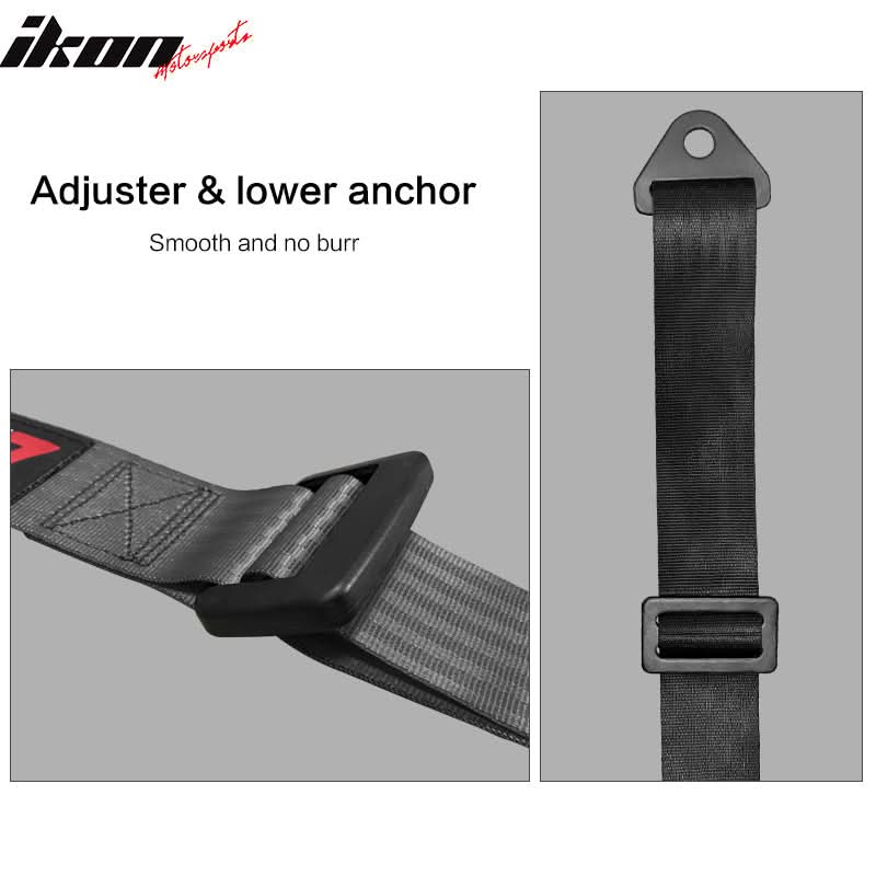 Universal Black 4 Point Buckle Racing Seat Belt Harness Nylon