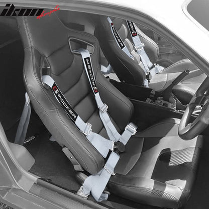 Universal 4 Point Cam-Lock Gray Racing Harness Seat Belt Nylon